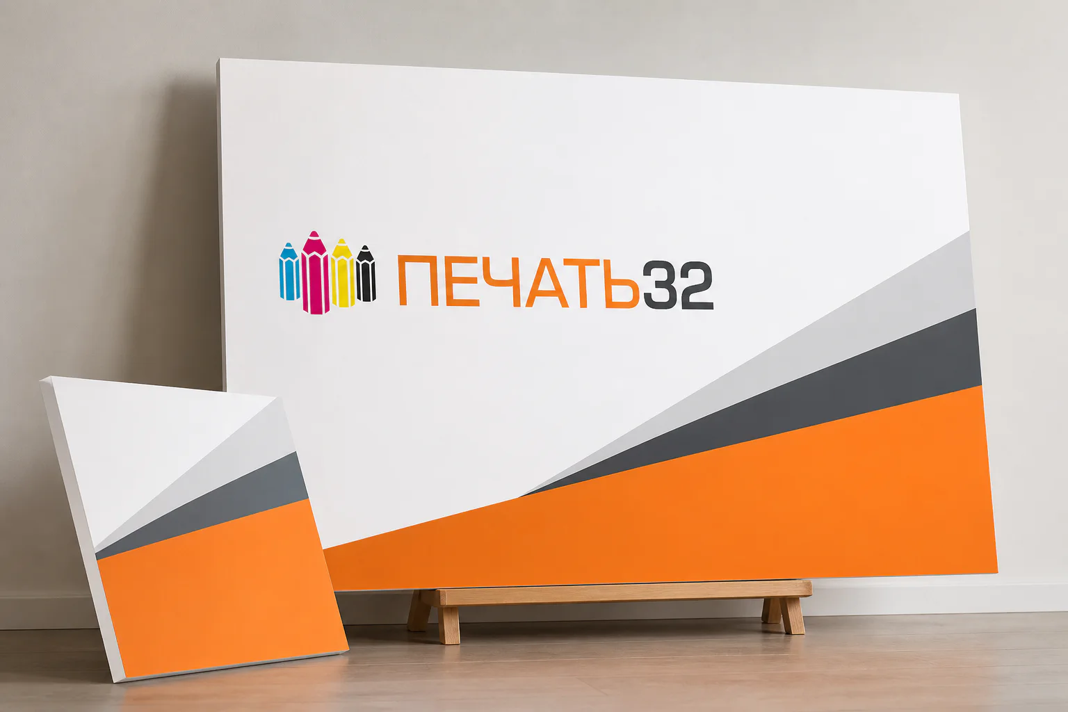 Жёсткие панели из пенокартона с фирменной печатью ПЕЧАТЬ32 и видимым белым торцом